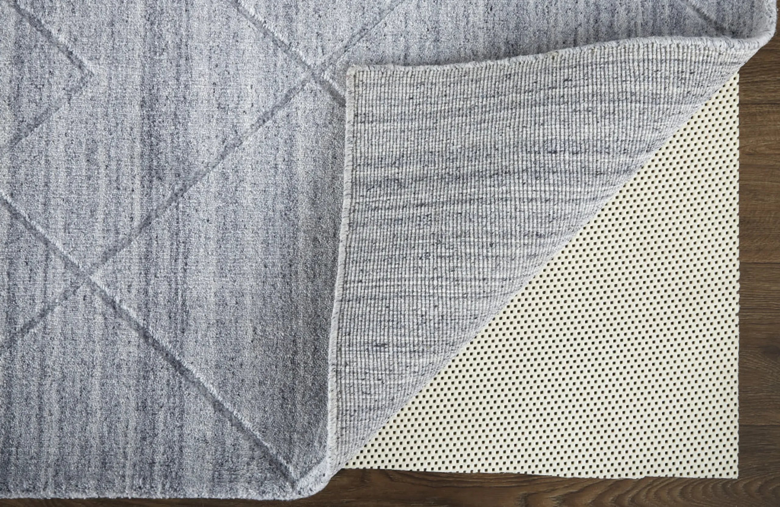 4′ X 6′ Gray Striped Hand Woven Area Rug — view 4