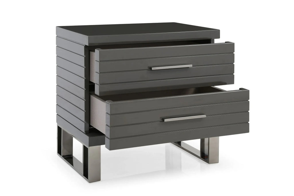 23″ Silver and Gray Two Drawer Nightstand — view 3
