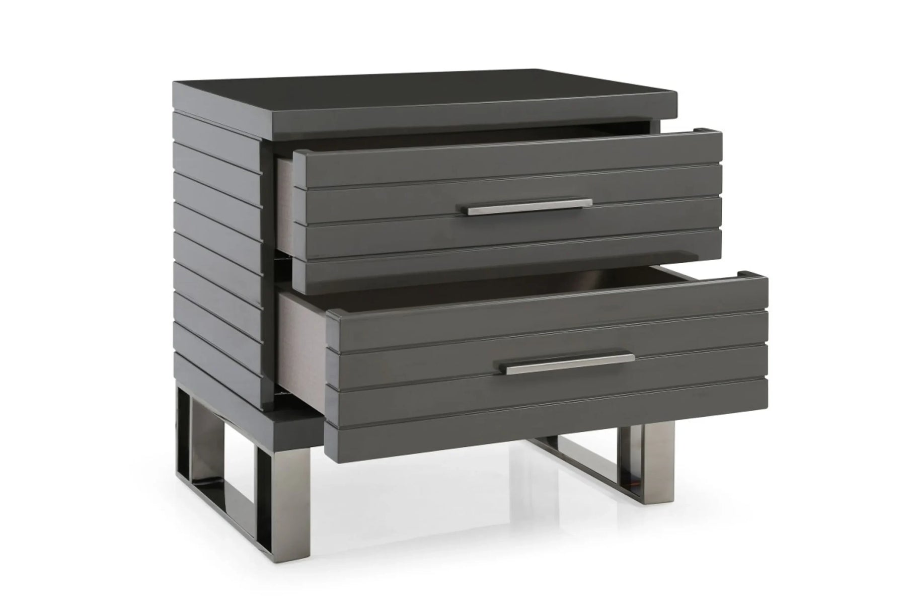 23″ Silver and Gray Two Drawer Nightstand — view 3