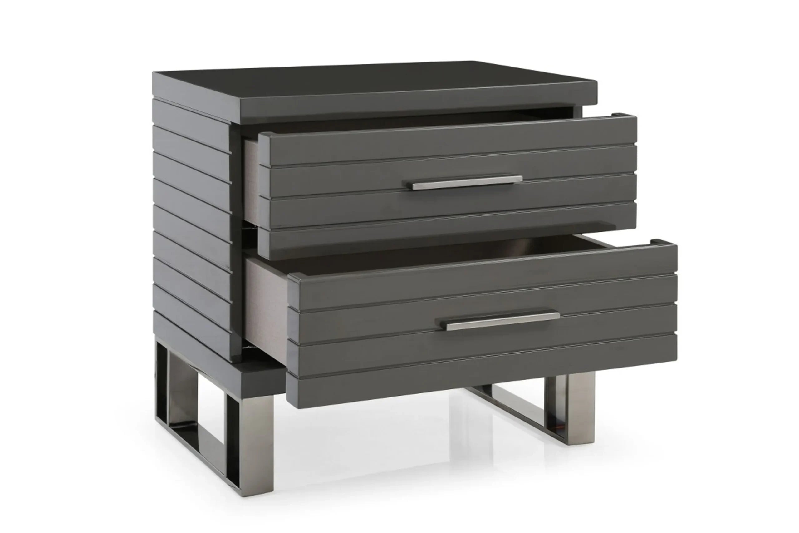 23″ Silver and Gray Two Drawer Nightstand — view 3