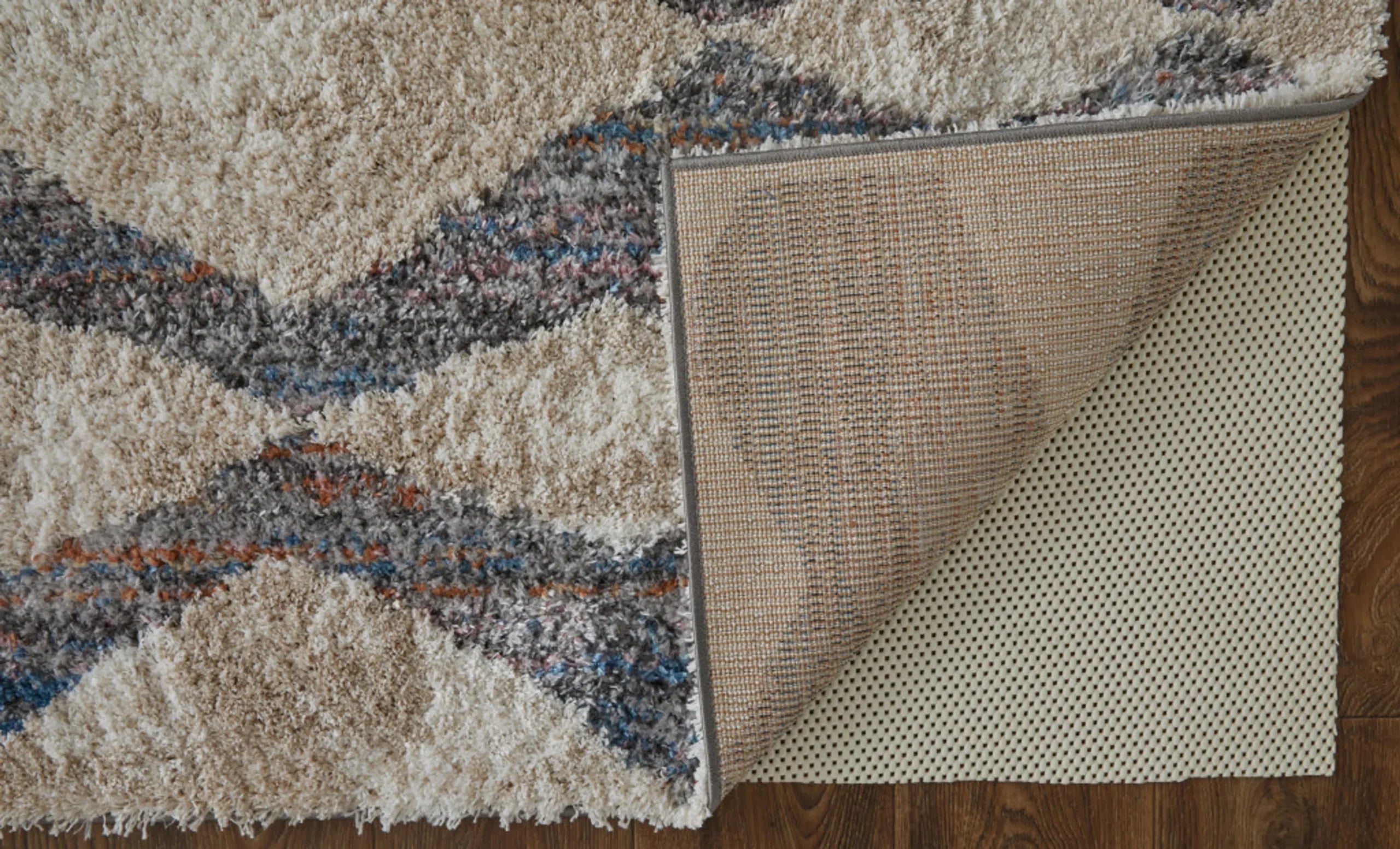 5′ X 8′ Tan Ivory And Blue Chevron Power Loom Stain Resistant Area Rug — view 4