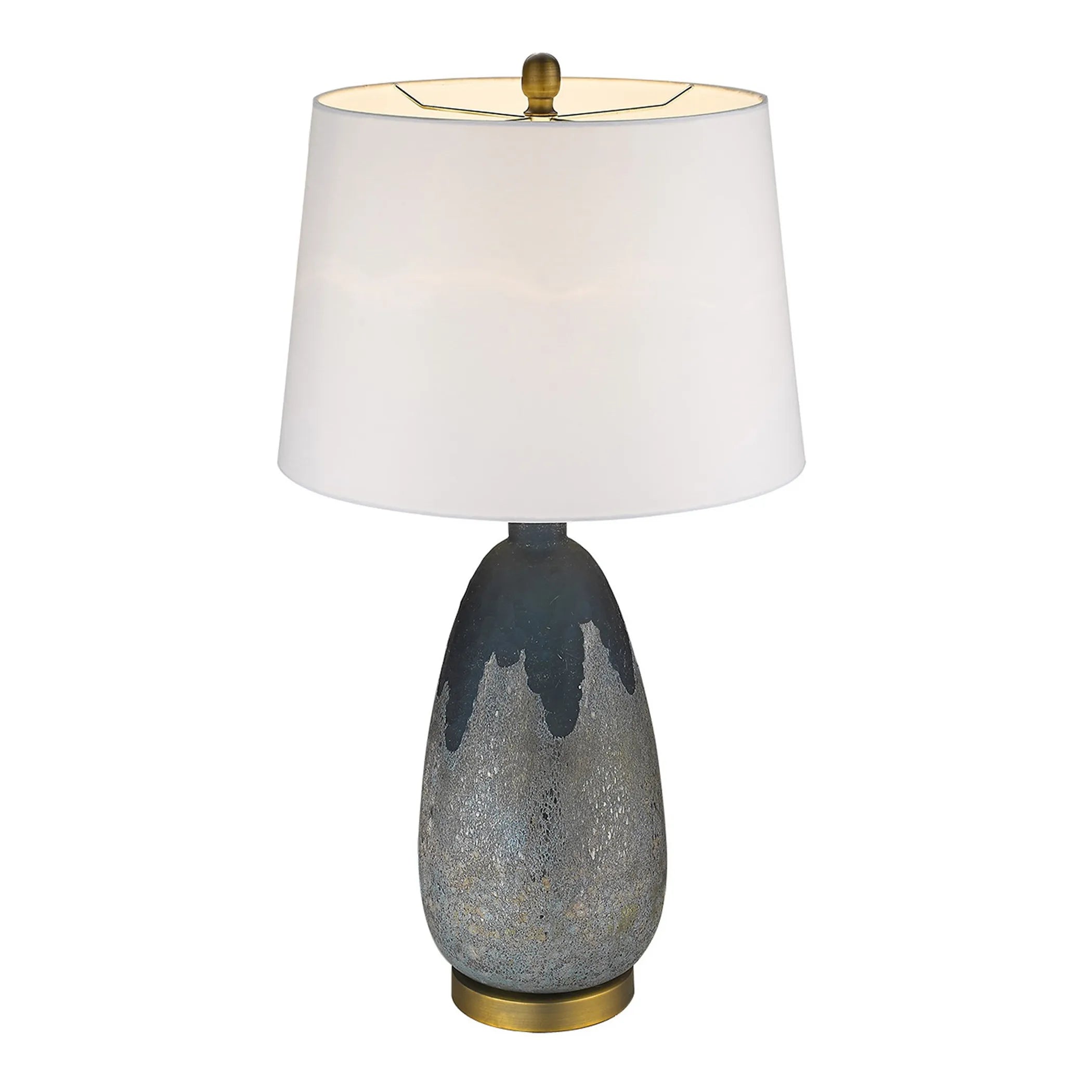 30″ Teal Blue Concrete Table Lamp With Cream Empire Shade — view 2