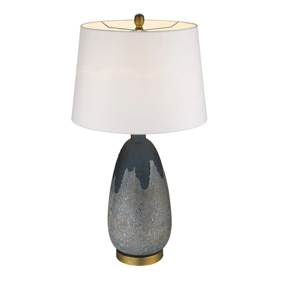 30″ Teal Blue Concrete Table Lamp With Cream Empire Shade — view 2