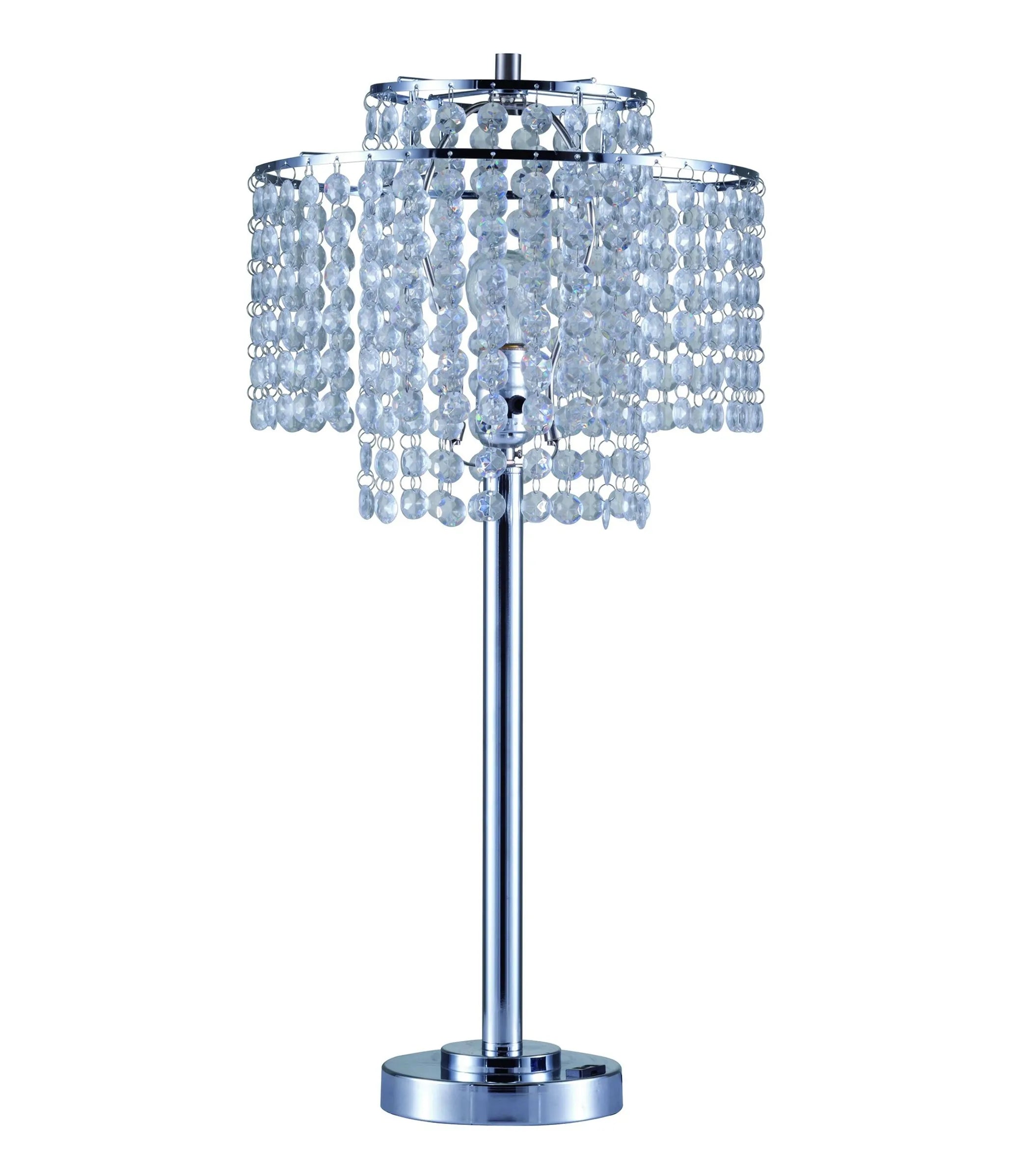 26″ Silver Glam Two Tier Chandelier USB Table Lamp — view 3