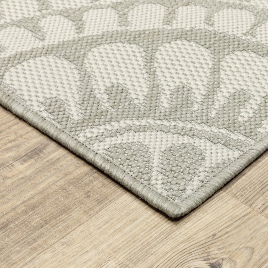 7′ X 9′ Gray and Ivory Geometric Stain Resistant Indoor Outdoor Area Rug — view 3
