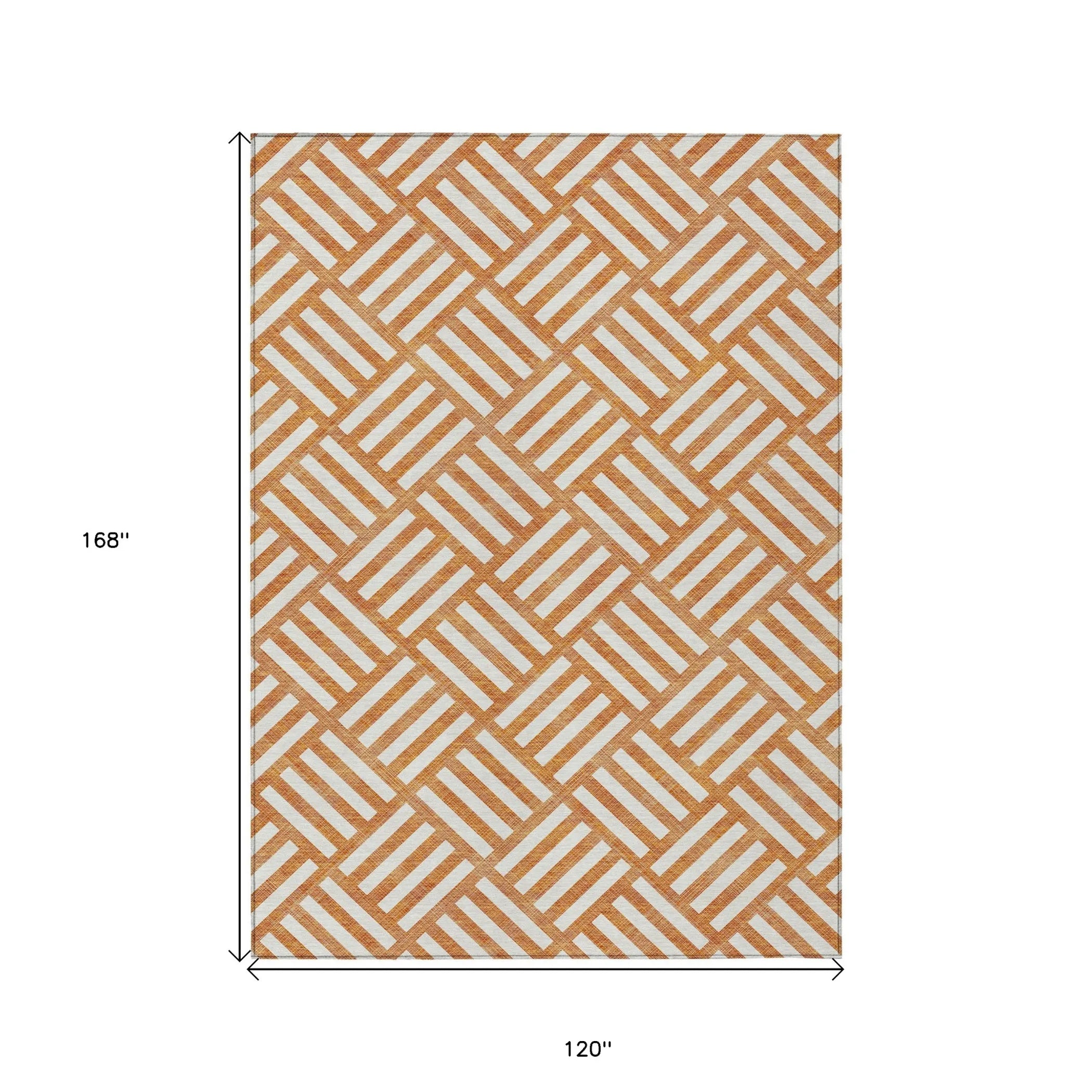 10′ X 14′ Orange And Ivory Geometric Washable Indoor Outdoor Area Rug — view 3