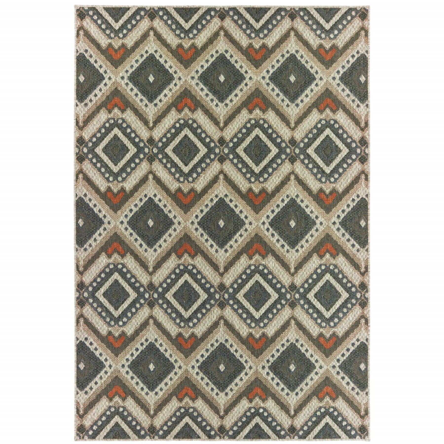 8′ x 10′ Gray Geometric Stain Resistant Indoor Outdoor Area Rug