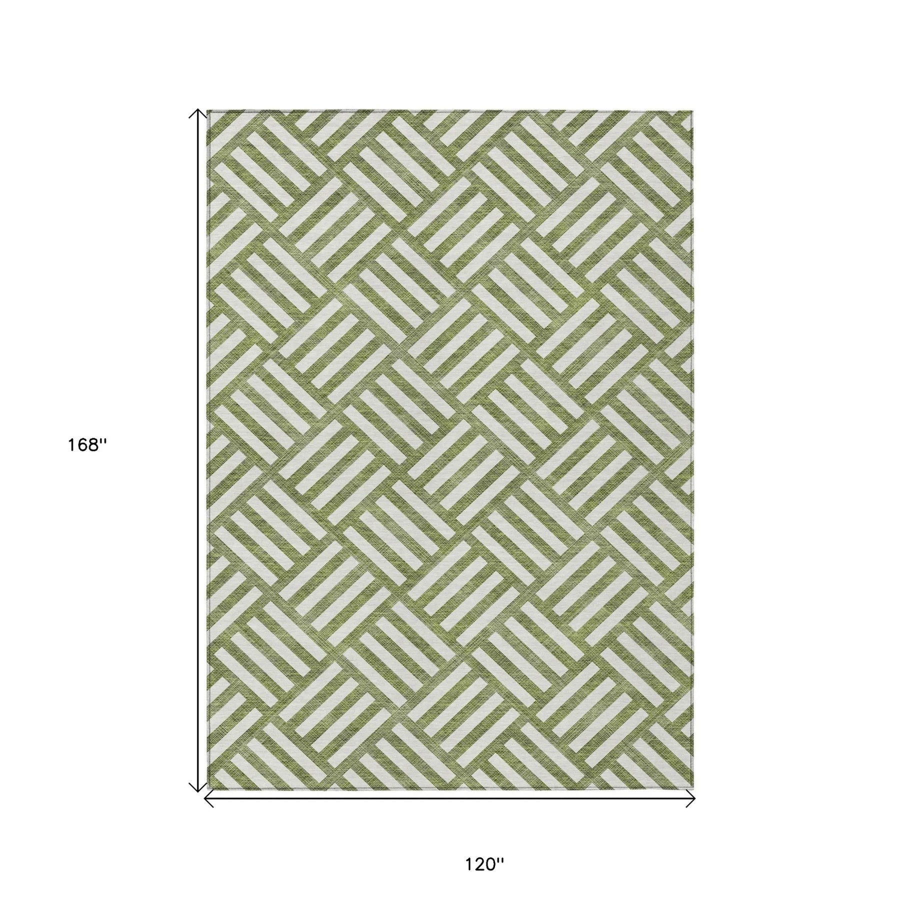 10′ X 14′ Olive Green And Ivory Geometric Washable Indoor Outdoor Area Rug — view 3