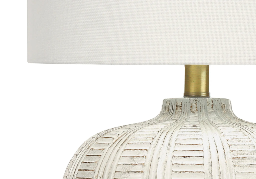 21″ Gold and White Urn Table Lamp With Ivory Drum Shade — view 3