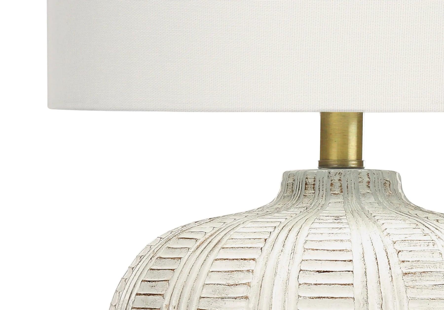 21″ Gold and White Urn Table Lamp With Ivory Drum Shade — view 3