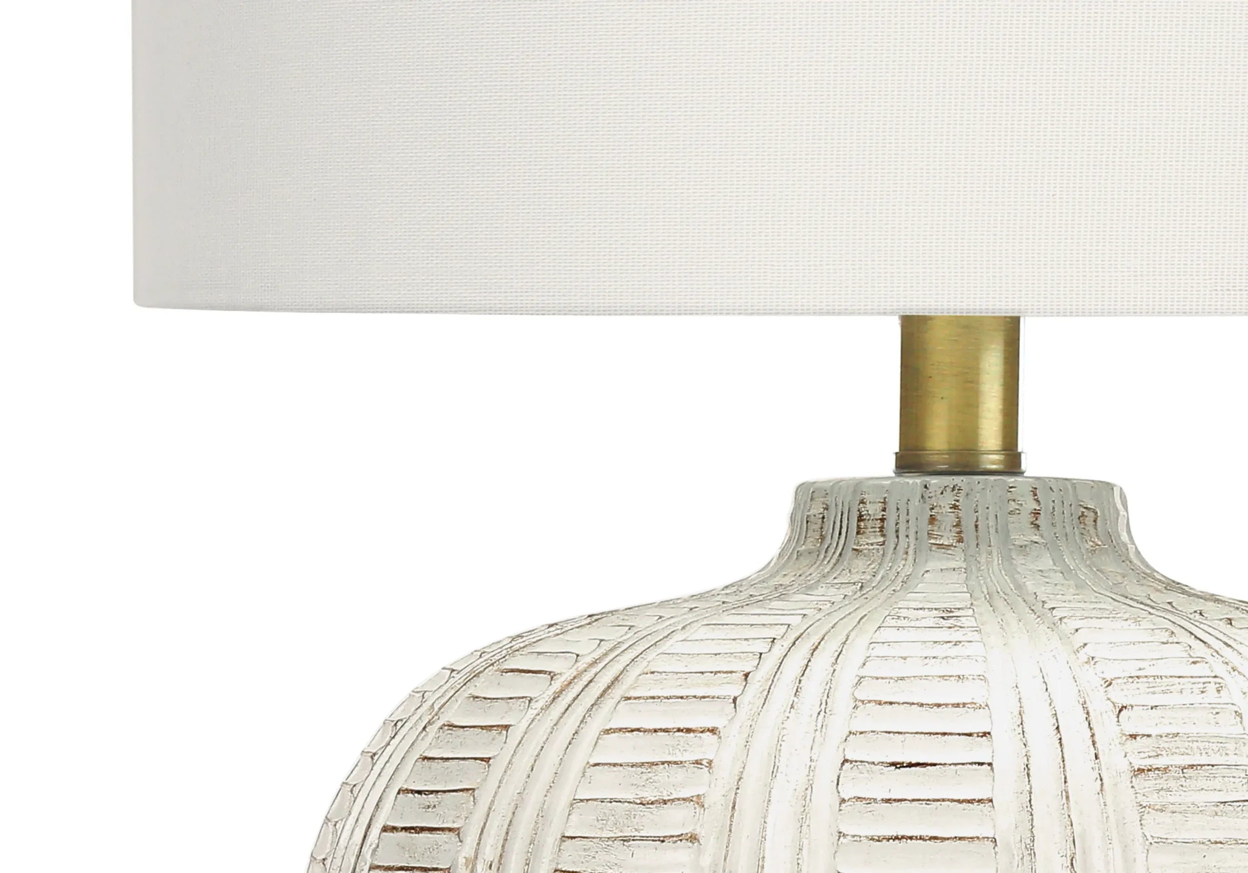 21″ Gold and White Urn Table Lamp With Ivory Drum Shade — view 3