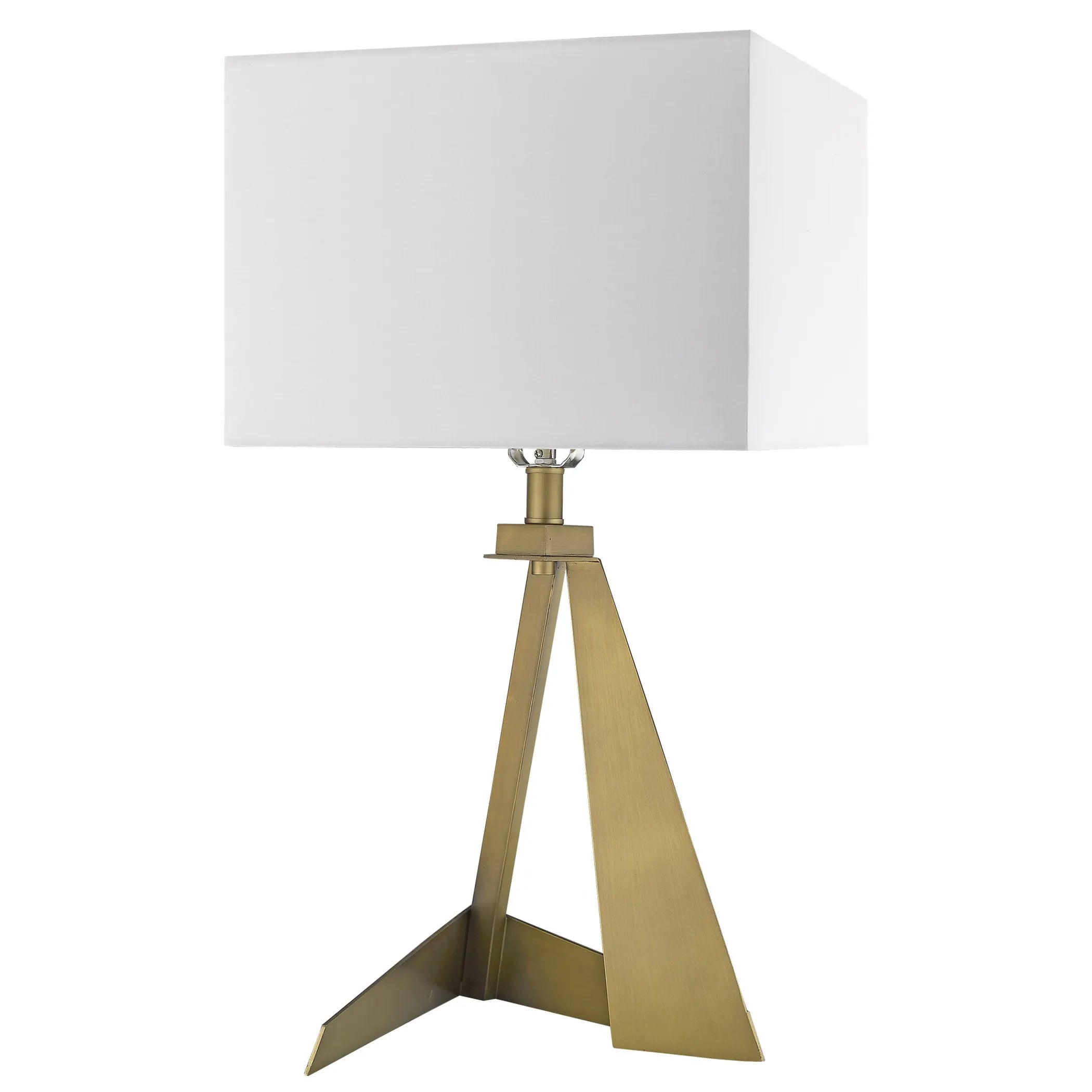 25″ Brass Metal Novelty Table Lamp With White Shade