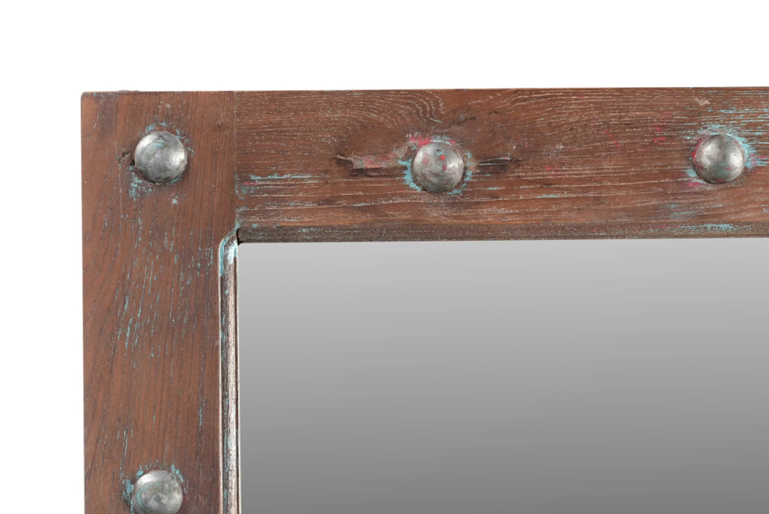 60″ Wood Brown Rustic Solid Wood Window Pane Framed Accent Mirror — view 3