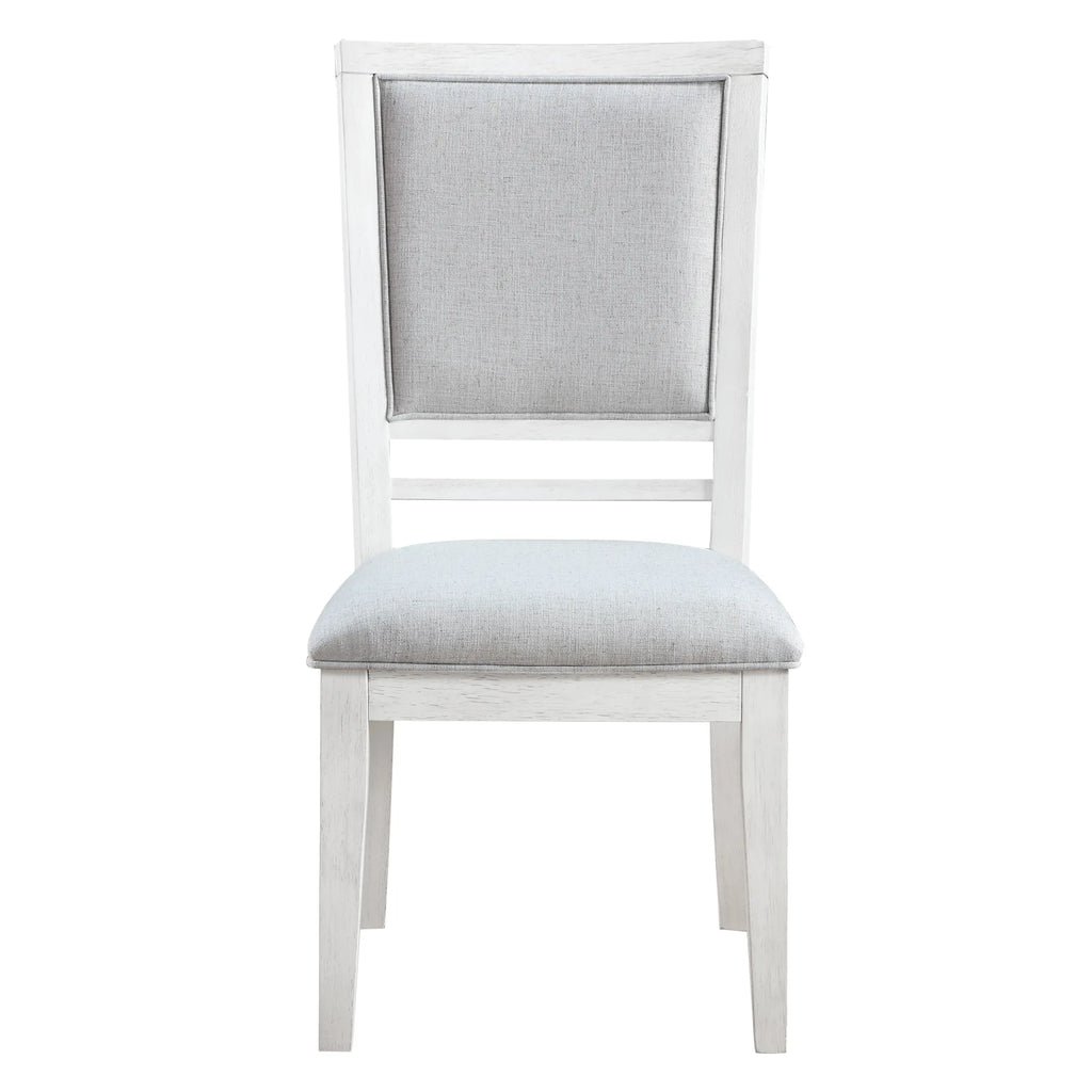 Sunset Trading Dover Dining Side Chair | Padded Upholstered Seat & Back | Set of 2 | Cerused White Oak Wood — view 3