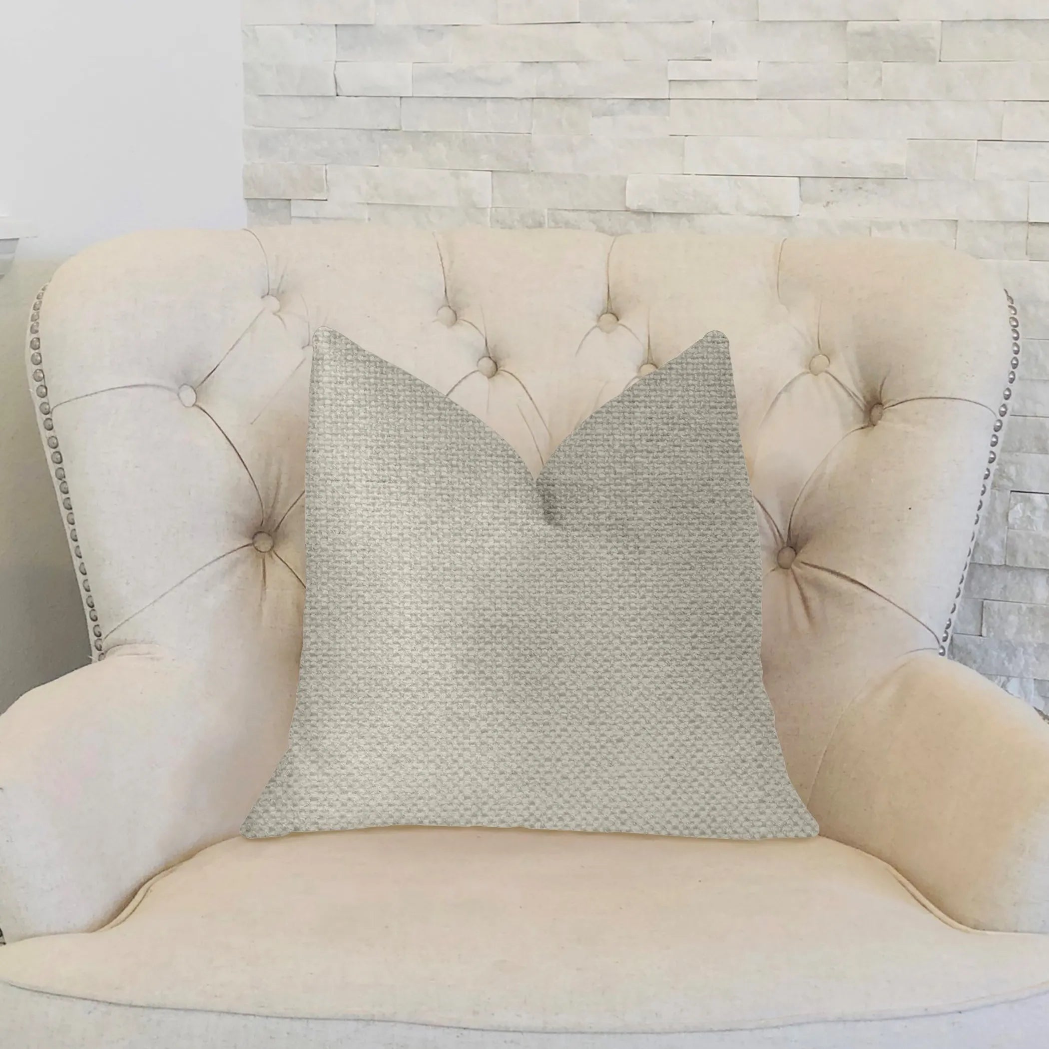 Plutus Sanctuary White Luxury Throw Pillow — view 2