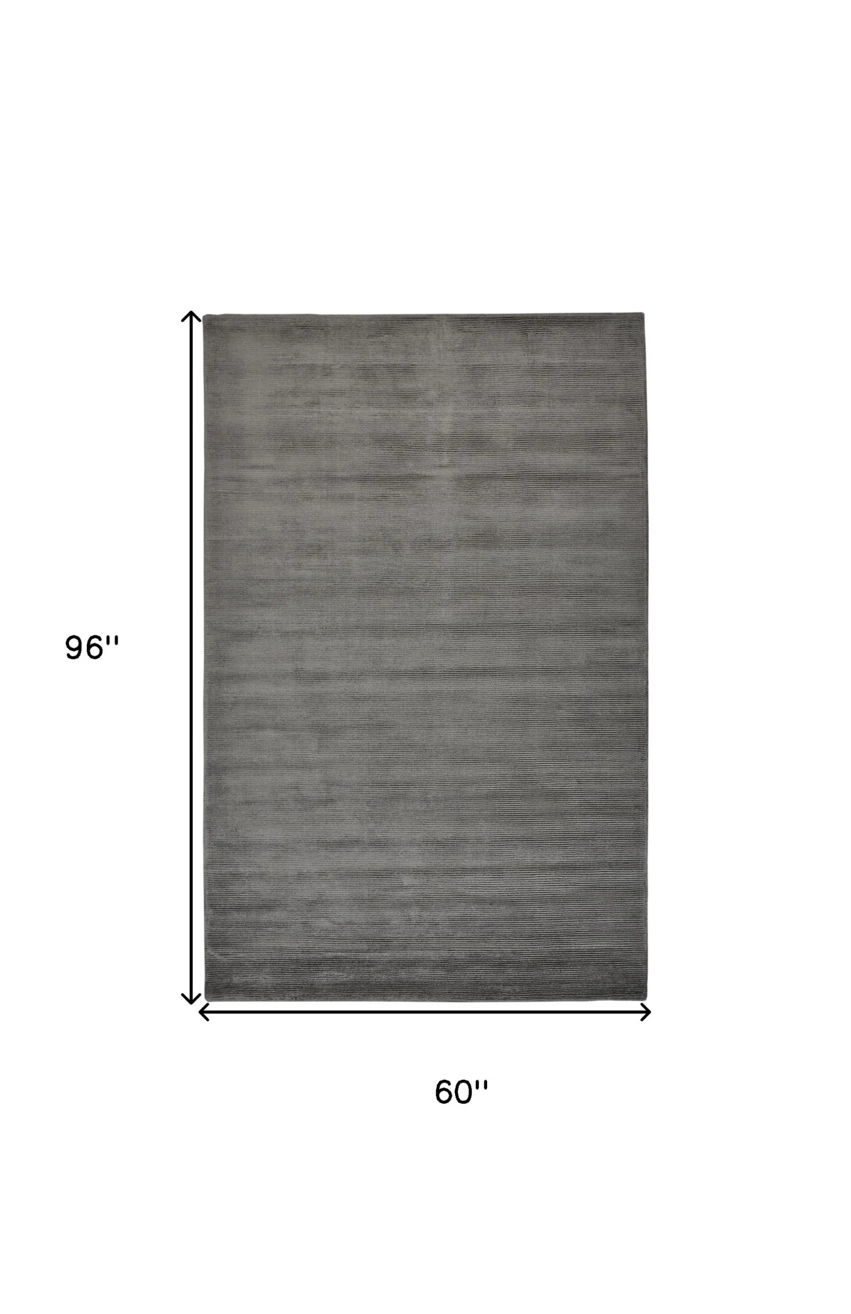 5′ X 8′ Gray And Black Hand Woven Area Rug — view 4