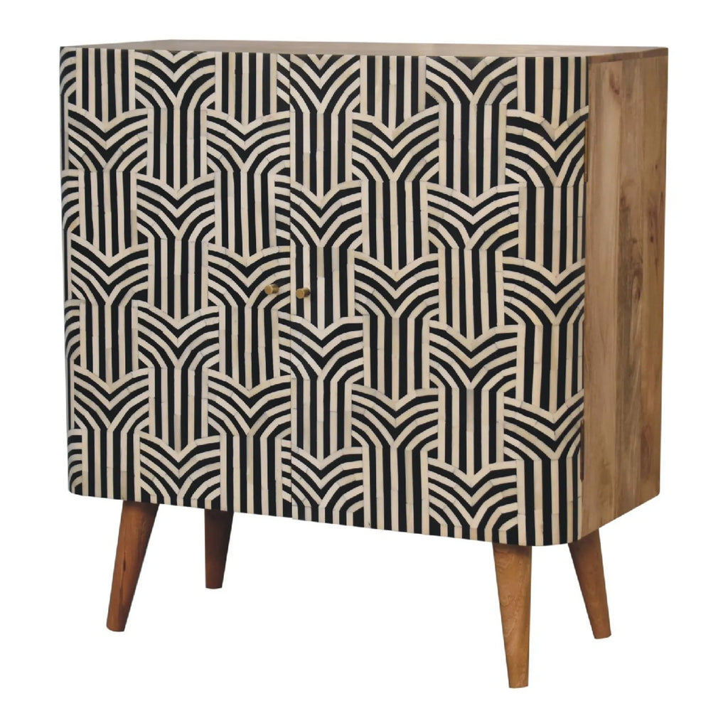 Solid Wood And Inlaid Bone Textured Accent Cabinet With Two Doors — view 4