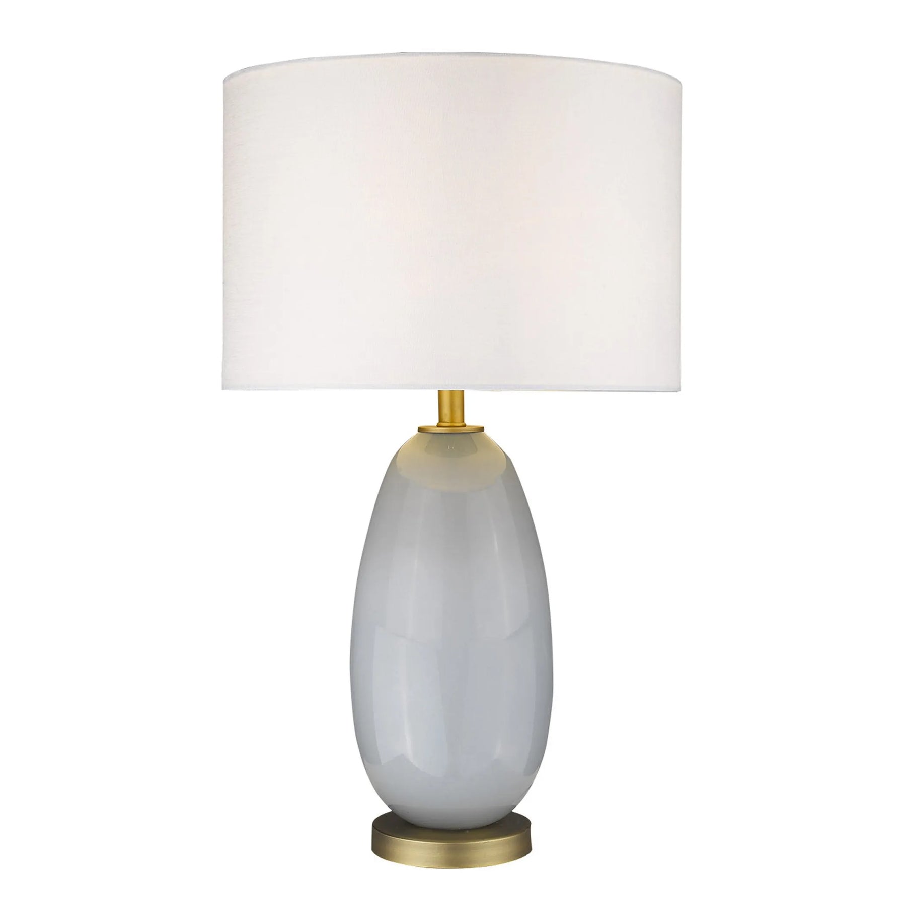 29″ Light Gray Glass Table Lamp With White Drum Shade — view 3