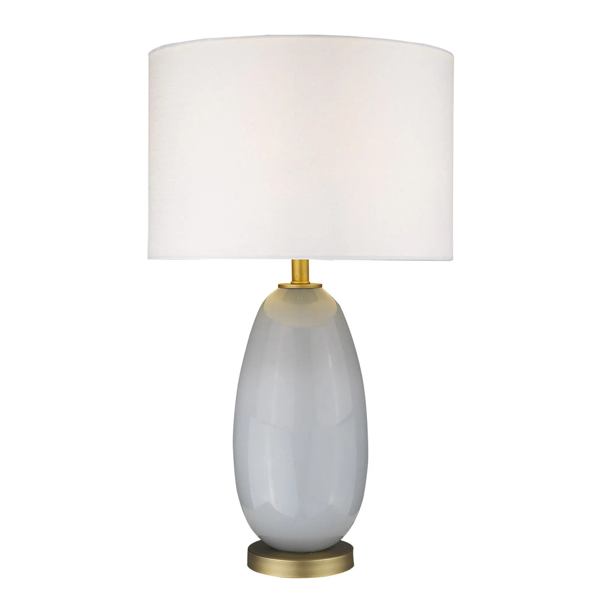 29″ Light Gray Glass Table Lamp With White Drum Shade — view 3