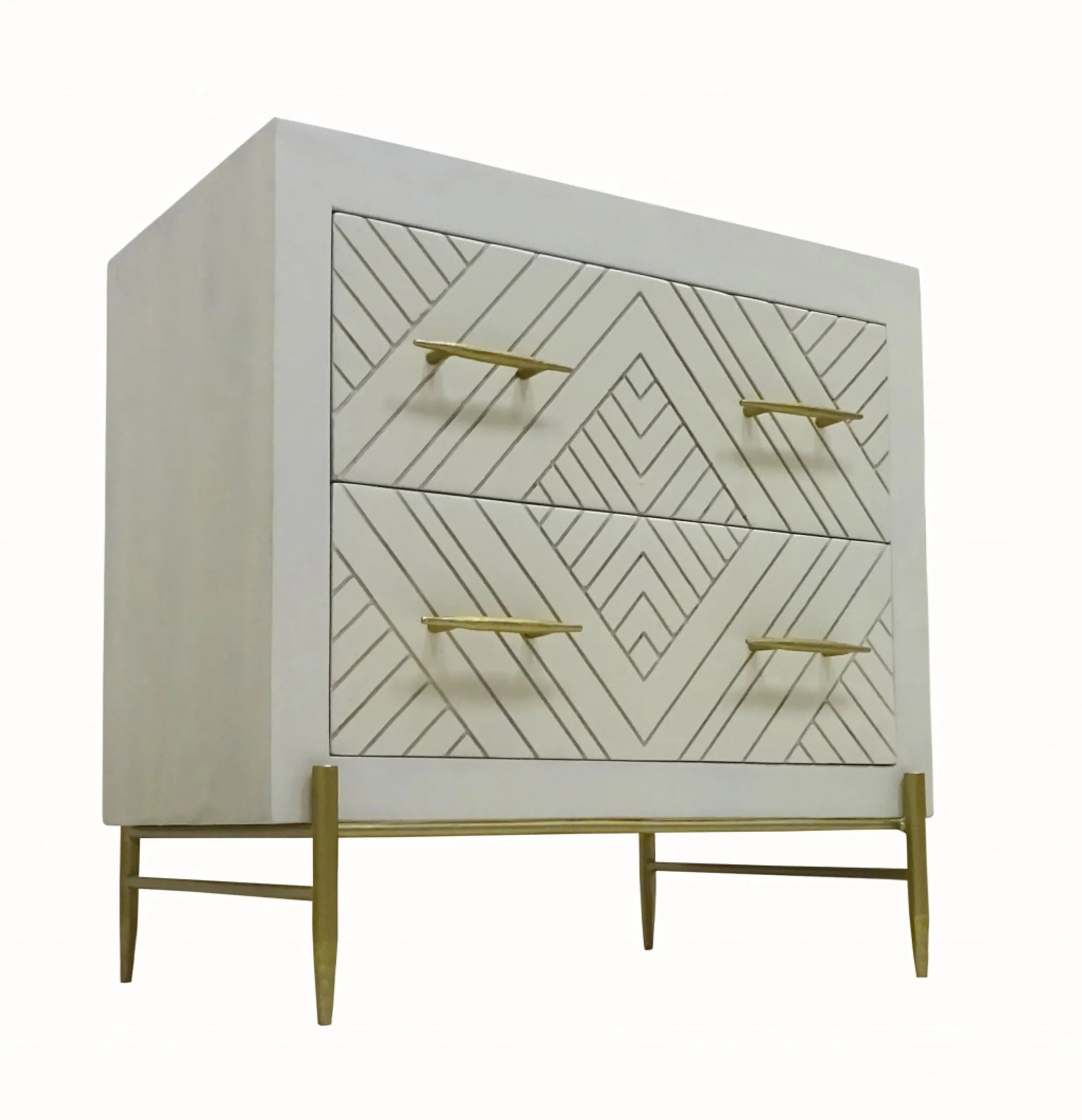 28″ White Two Drawer Nightstand — view 2