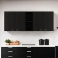 59″ Black Wood Wall mounted Accent Cabinet With Five Shelves
