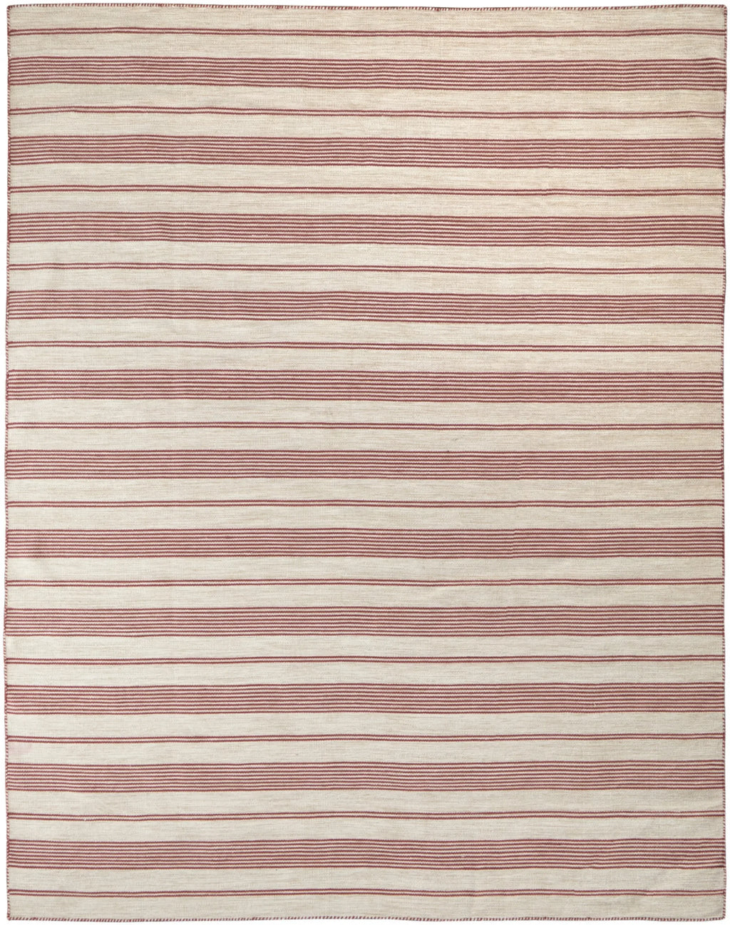 10′ X 14′ Red And Ivory Striped Dhurrie Hand Woven Stain Resistant Area Rug — view 2