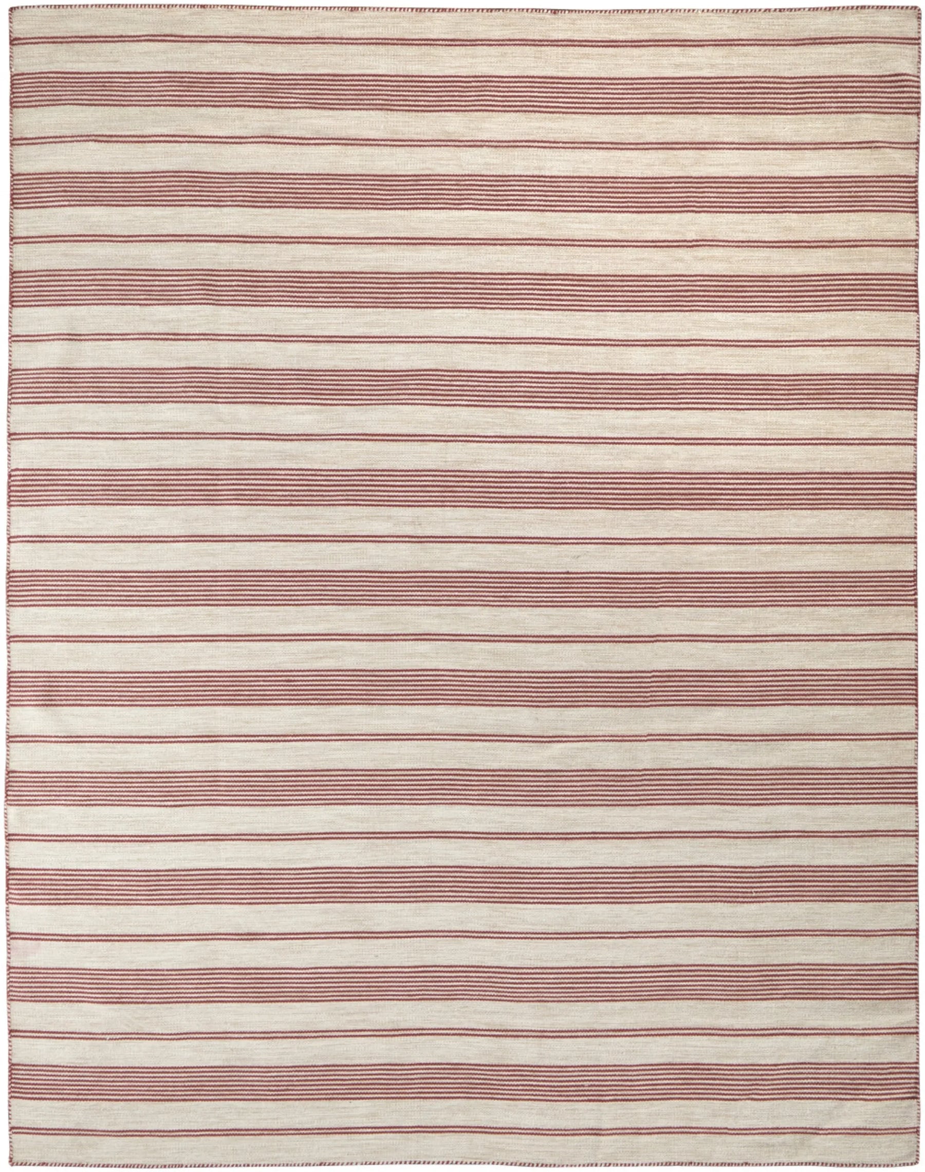 10′ X 14′ Red And Ivory Striped Dhurrie Hand Woven Stain Resistant Area Rug — view 2