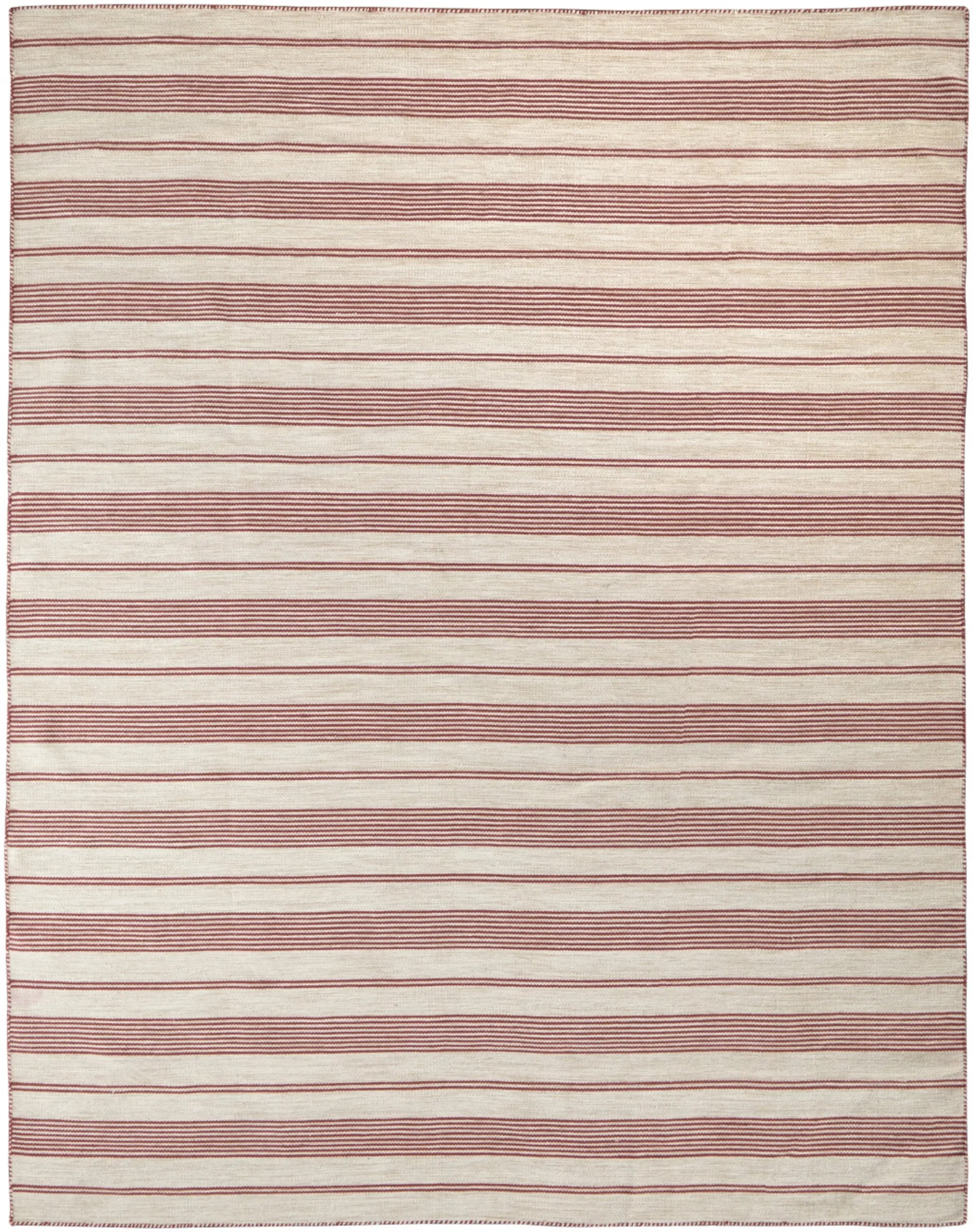 10′ X 14′ Red And Ivory Striped Dhurrie Hand Woven Stain Resistant Area Rug — view 2