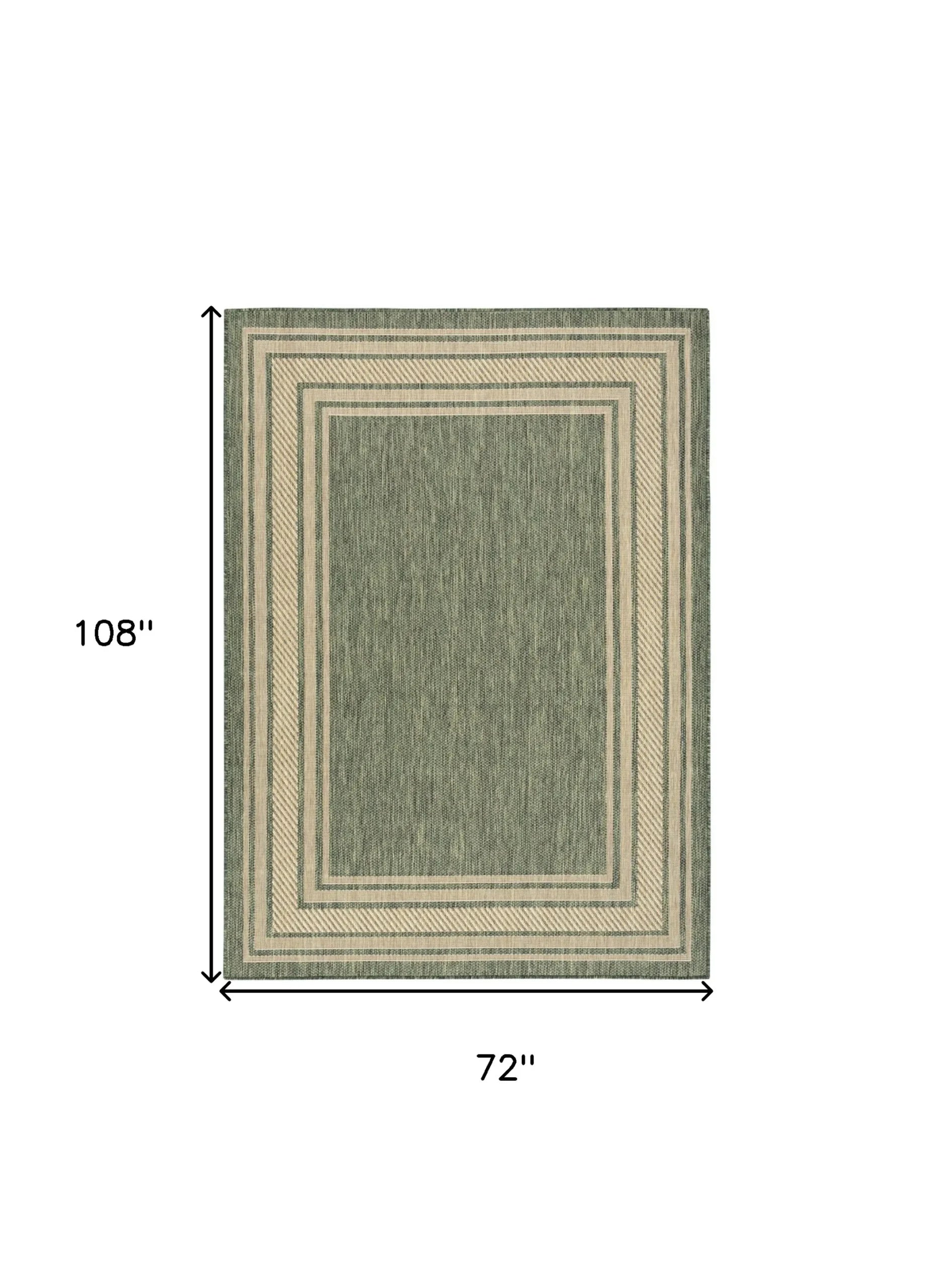 6′ X 9′ Green Geometric Indoor Outdoor Area Rug — view 2