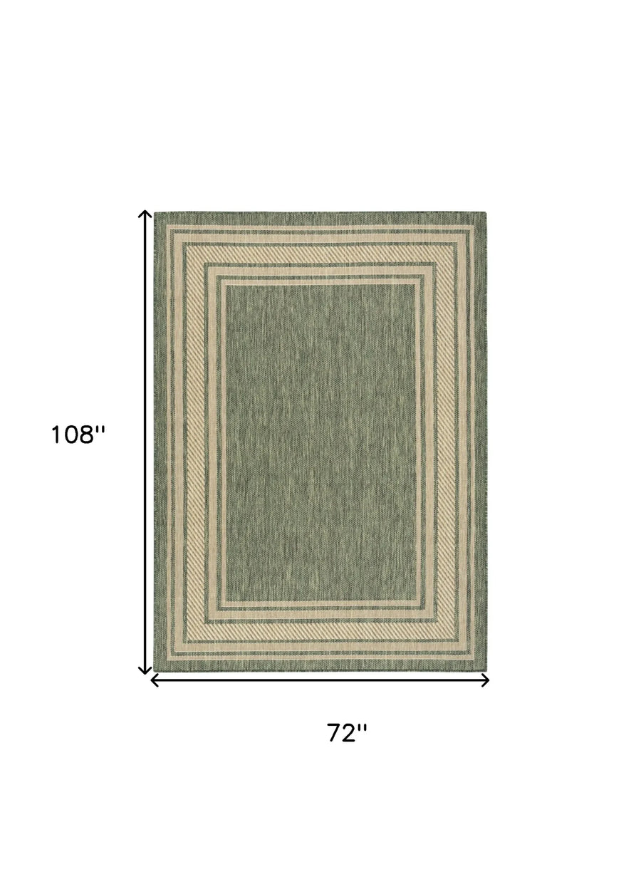6′ X 9′ Green Geometric Indoor Outdoor Area Rug — view 2