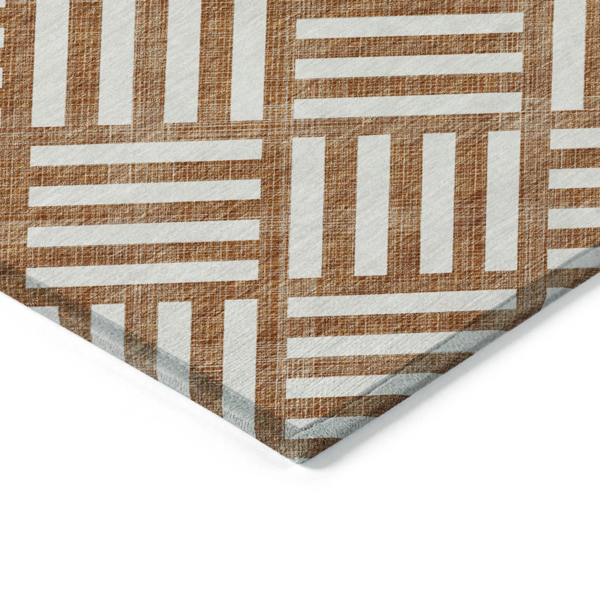 10′ X 14′ Orange And Ivory Geometric Washable Indoor Outdoor Area Rug — view 4