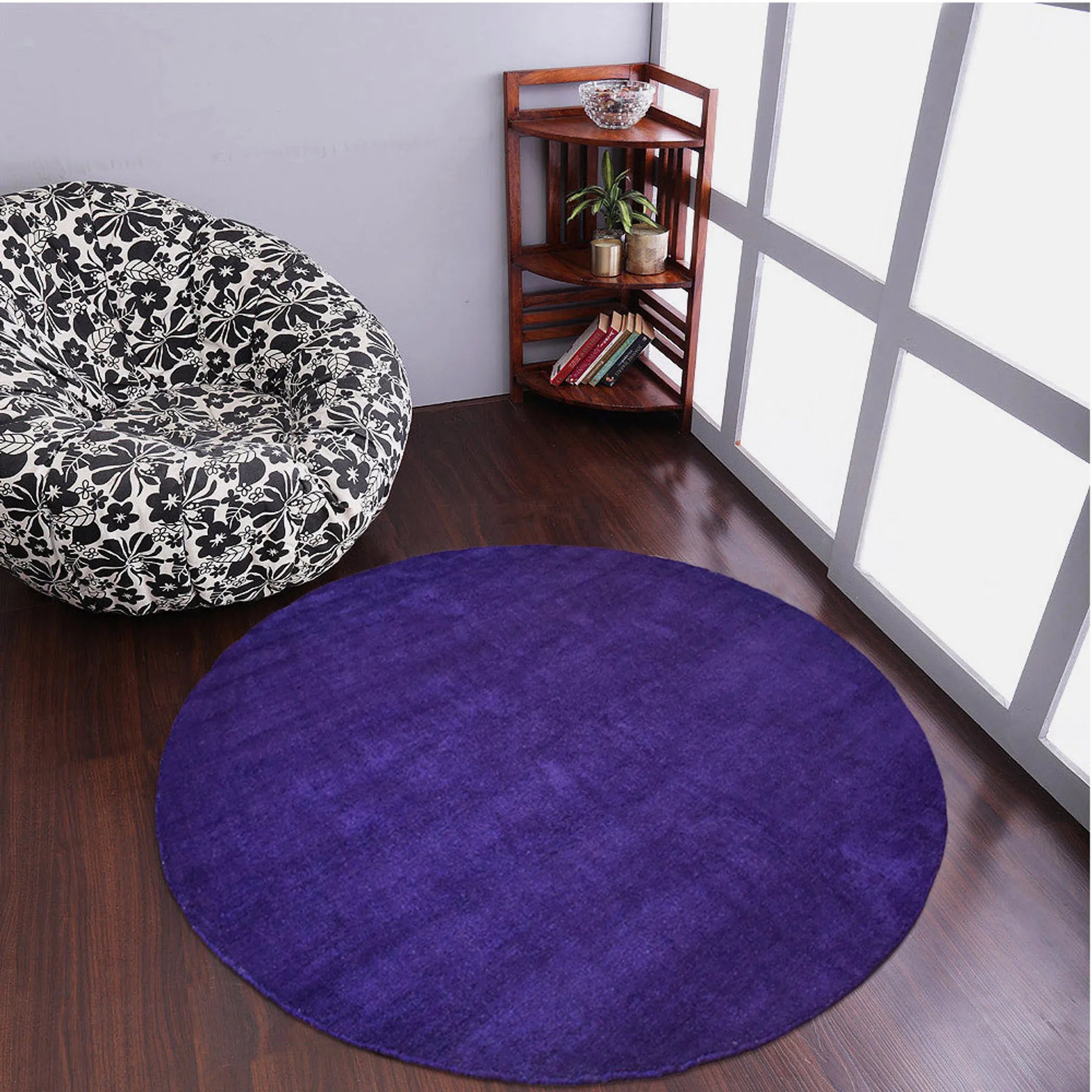 Rugsotic Carpets Hand Knotted Loom Silk Mix Round Area Rug Solid