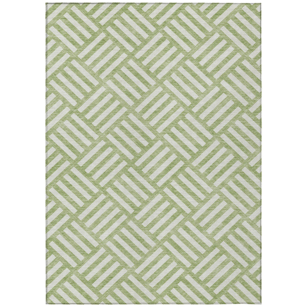 10′ X 14′ Artichoke Green And Ivory Geometric Washable Indoor Outdoor Area Rug — view 2