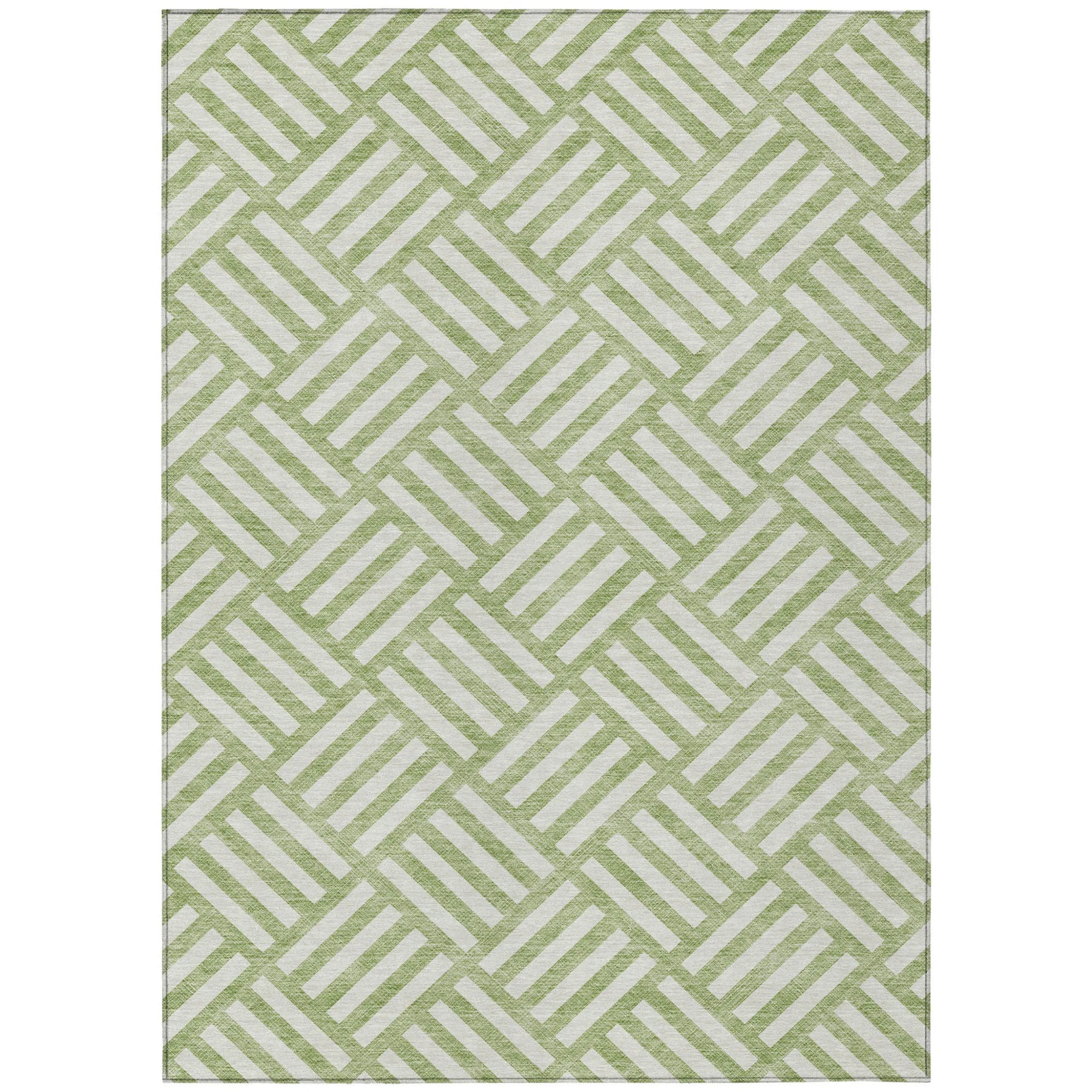 10′ X 14′ Artichoke Green And Ivory Geometric Washable Indoor Outdoor Area Rug — view 2