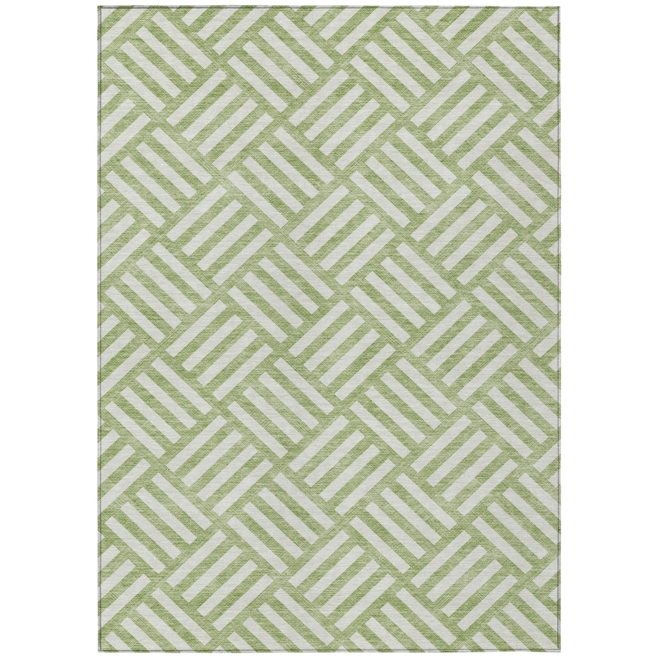 10′ X 14′ Artichoke Green And Ivory Geometric Washable Indoor Outdoor Area Rug — view 2