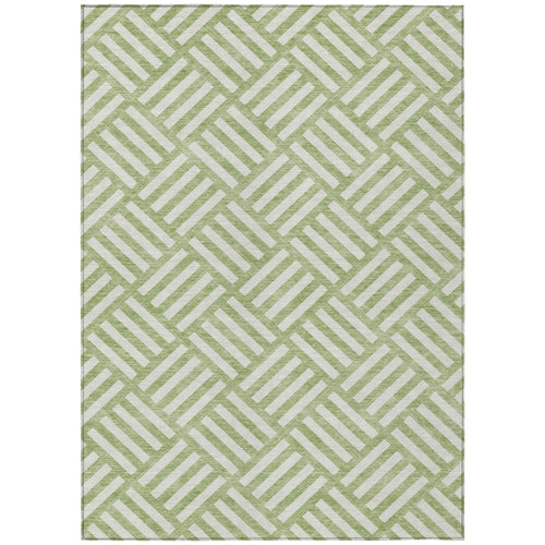 10′ X 14′ Artichoke Green And Ivory Geometric Washable Indoor Outdoor Area Rug — view 2