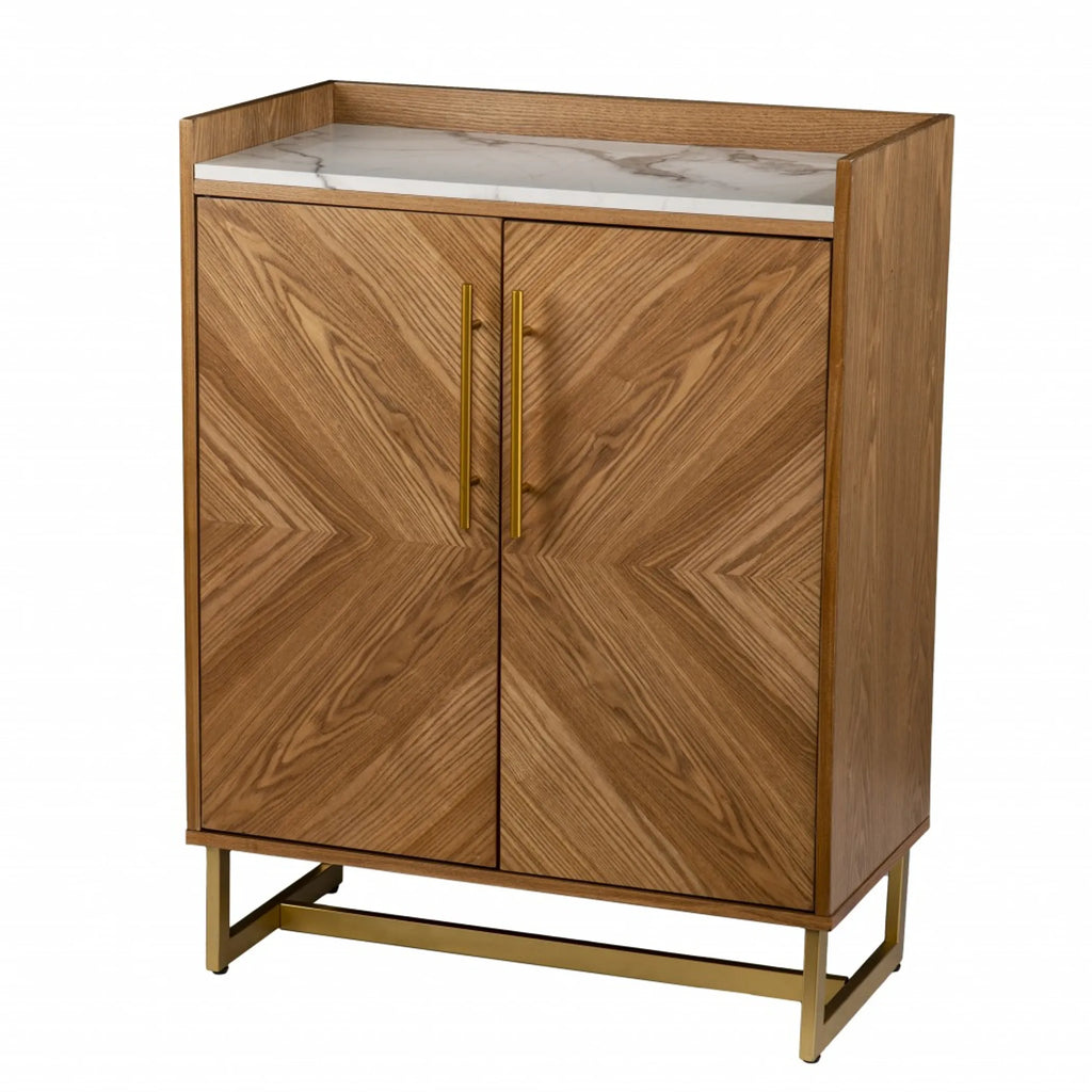 Retro Gold Natural and Faux Marble Wine Cabinet — view 2