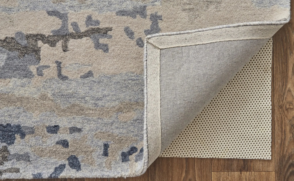 8′ X 10′ Blue Gray And Ivory Wool Abstract Tufted Handmade Stain Resistant Area Rug — view 3