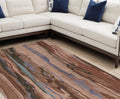 8′ X 10′ Blue and Red Wool Abstract Hand Tufted Area Rug
