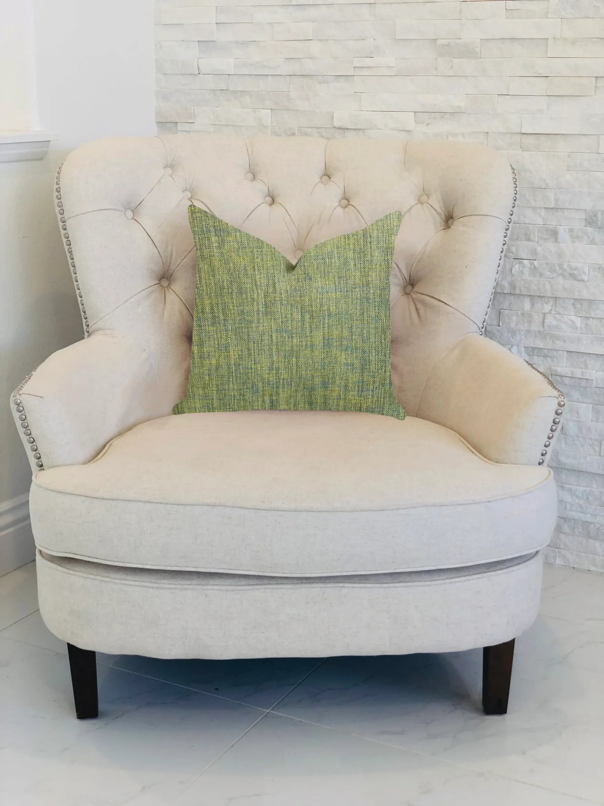 Plutus Mango Bliss Luxury Throw Pillow in Green and Yellow Tones — view 2