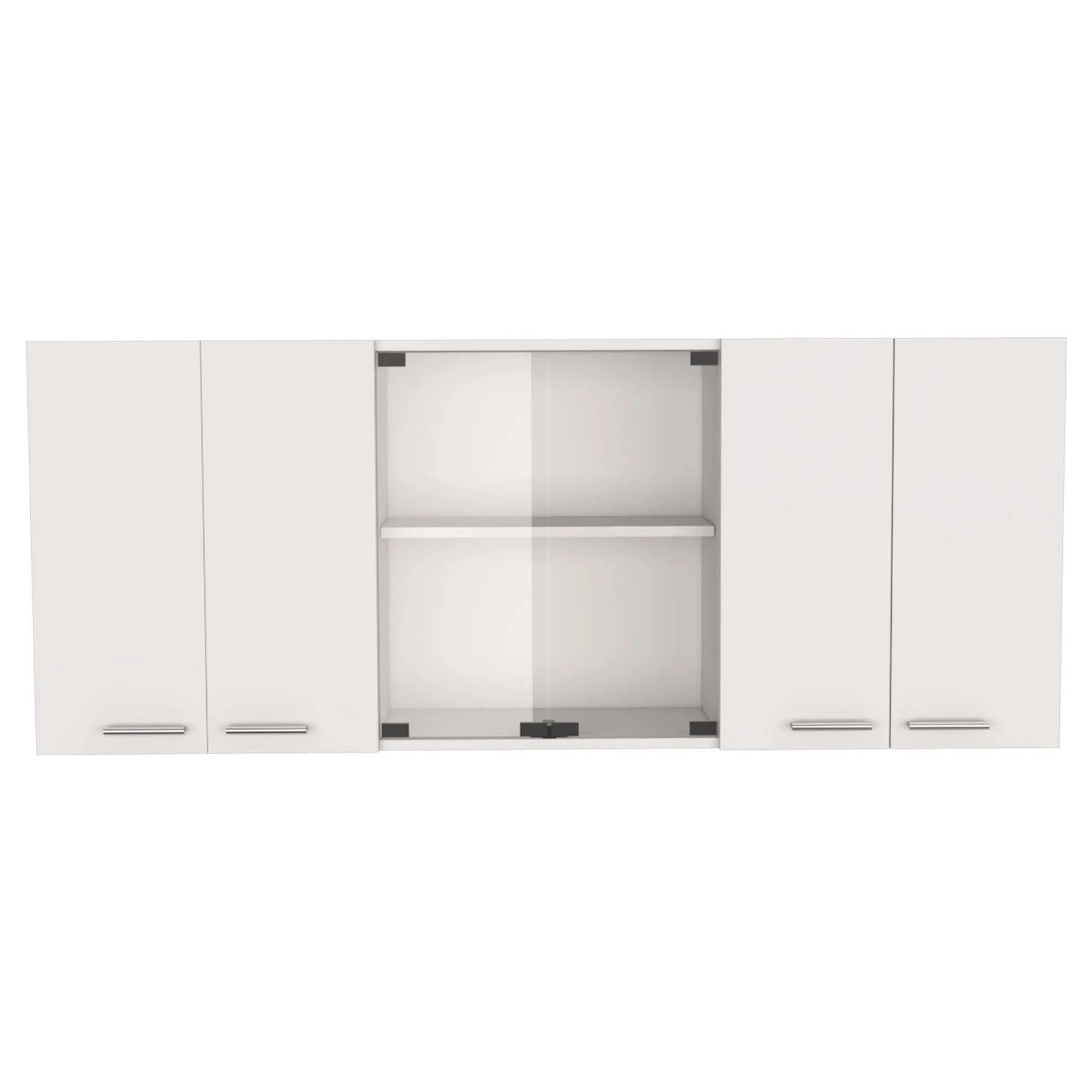 59″ White Wood Wall Mounted China Cabinet With Six Doors — view 2