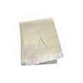 Herringbone Cotton Blend A Initial Throw Blanket with Tassels And Embroidery