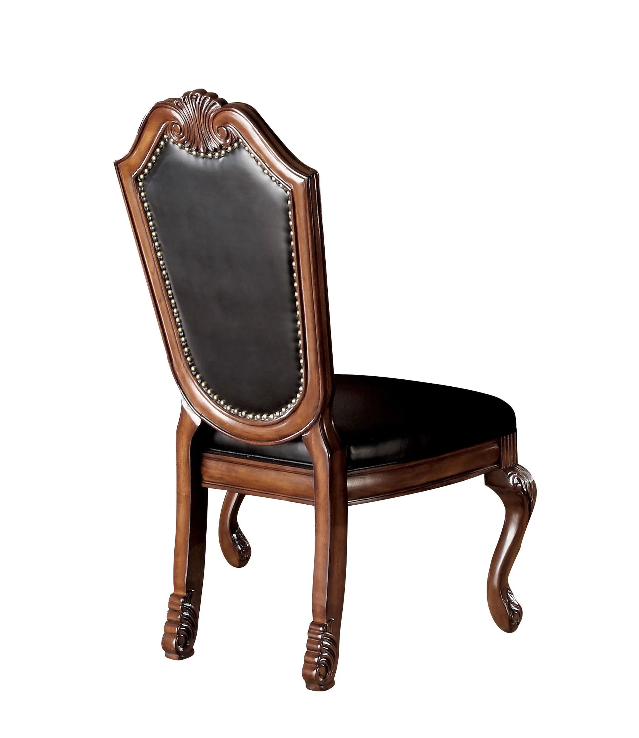 Set of Two Upholstered Faux Leather And Solid Wood Dining Side Chairs — view 3