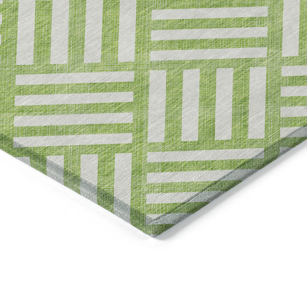 9′ X 12′ Lime Green And Ivory Geometric Washable Indoor Outdoor Area Rug — view 4