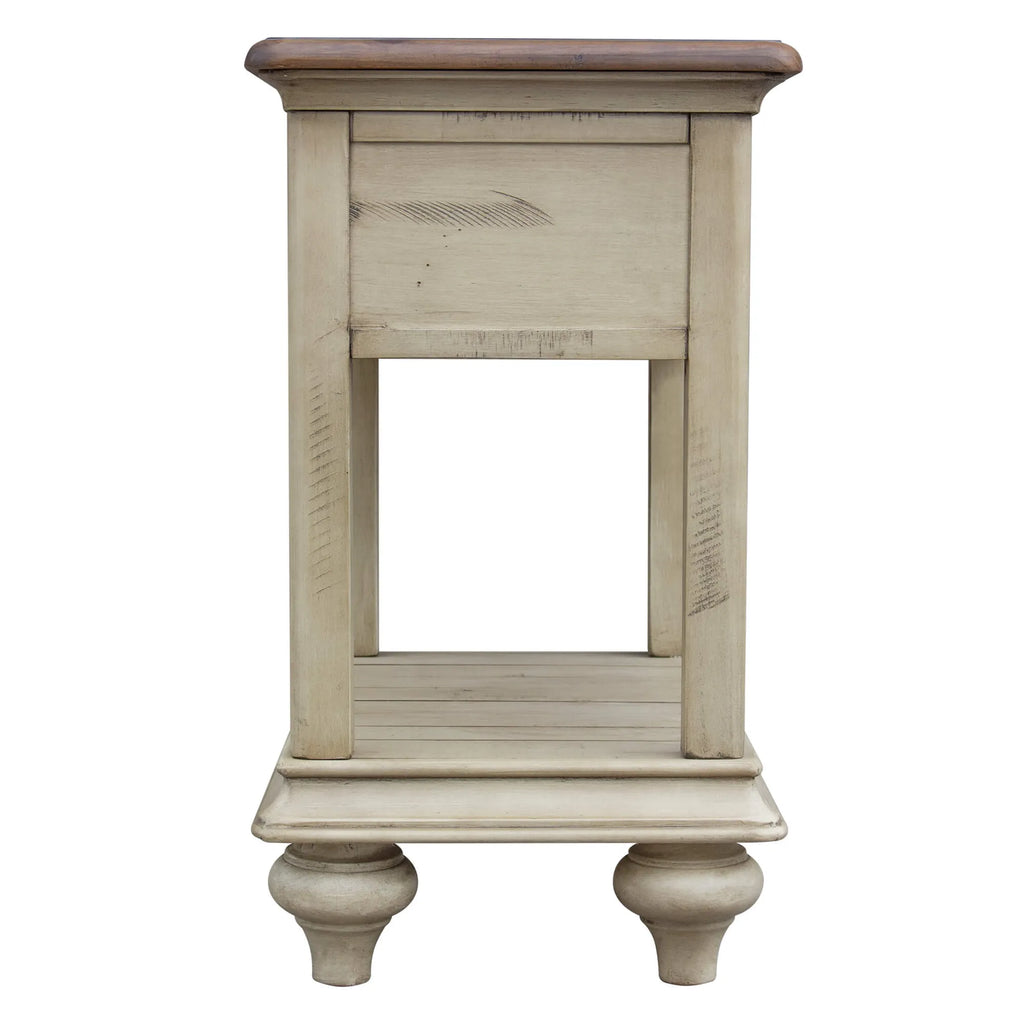 Sunset Trading Shades of Sand End Table | Fully Assembled | Narrow Nightstand | Drawer Shelf | Cream/Walnut Brown Solid Wood…