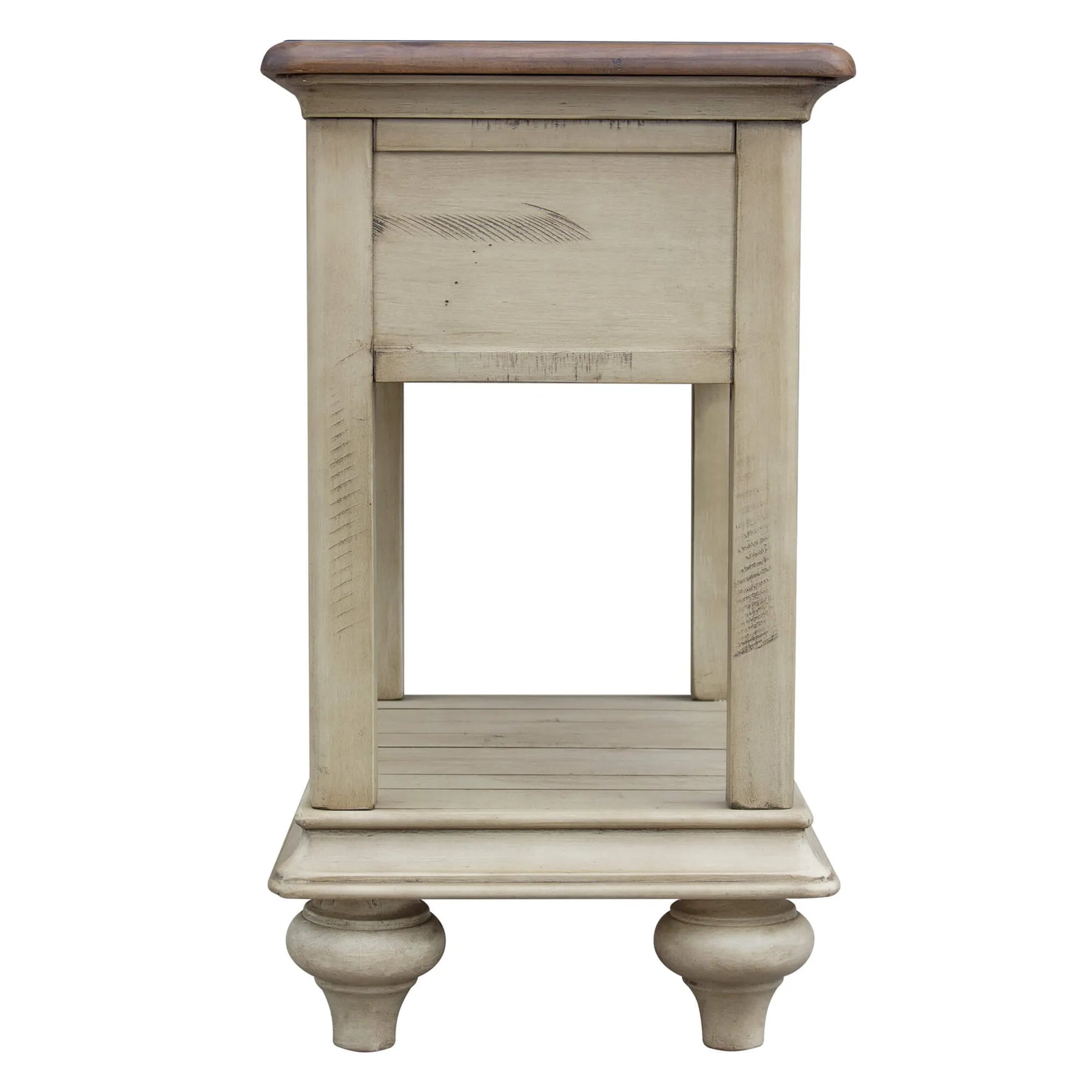 Sunset Trading Shades of Sand End Table | Fully Assembled | Narrow Nightstand | Drawer Shelf | Cream/Walnut Brown Solid Wood…