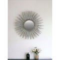 30″ Antiqued Silver Gray Sunburst Wall Mounted Accent Mirror
