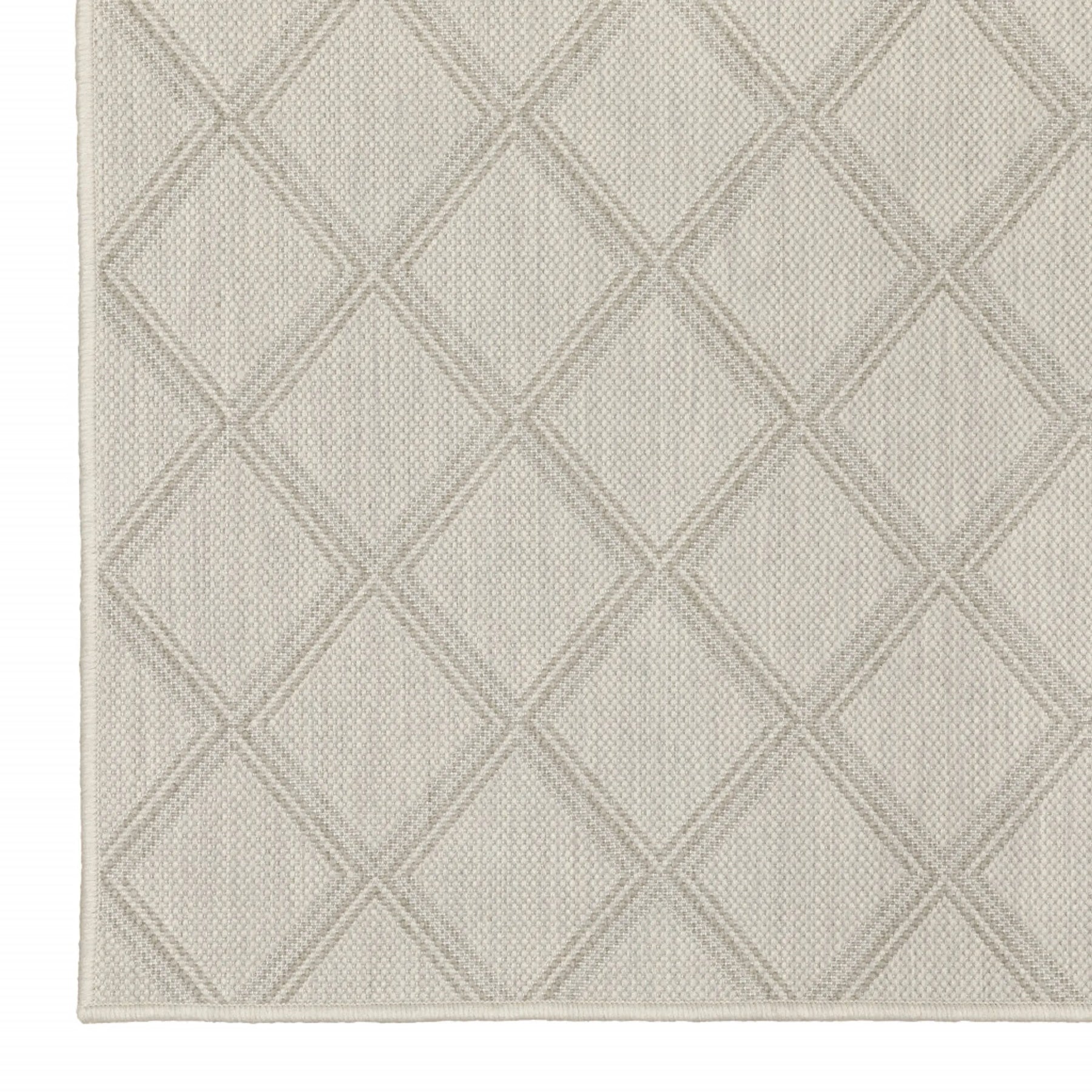 7′ X 9′ Gray and Ivory Geometric Stain Resistant Indoor Outdoor Area Rug — view 2