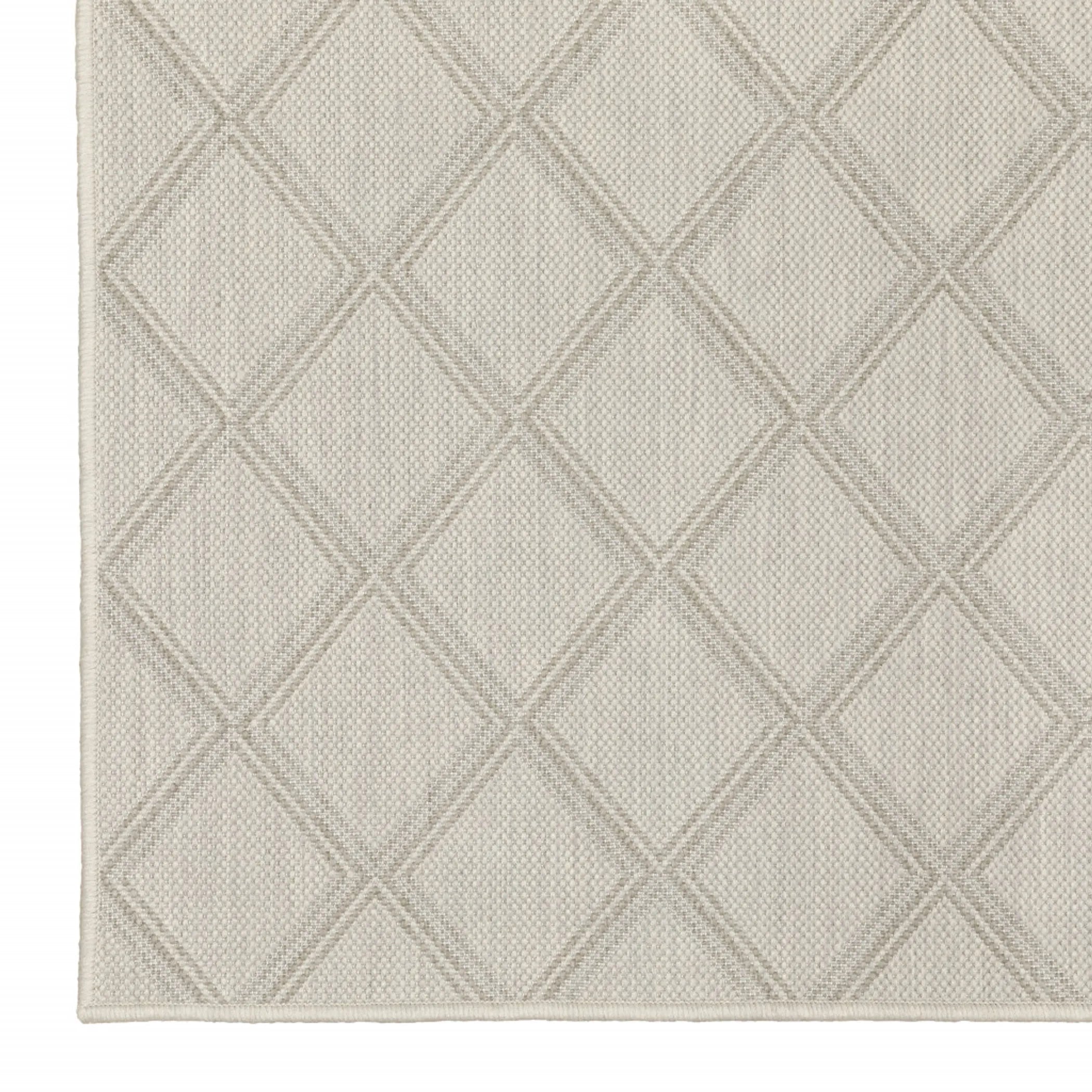 7′ X 9′ Gray and Ivory Geometric Stain Resistant Indoor Outdoor Area Rug — view 2