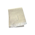 Herringbone Cotton Blend J Throw Blanket with Tassels And Embroidery